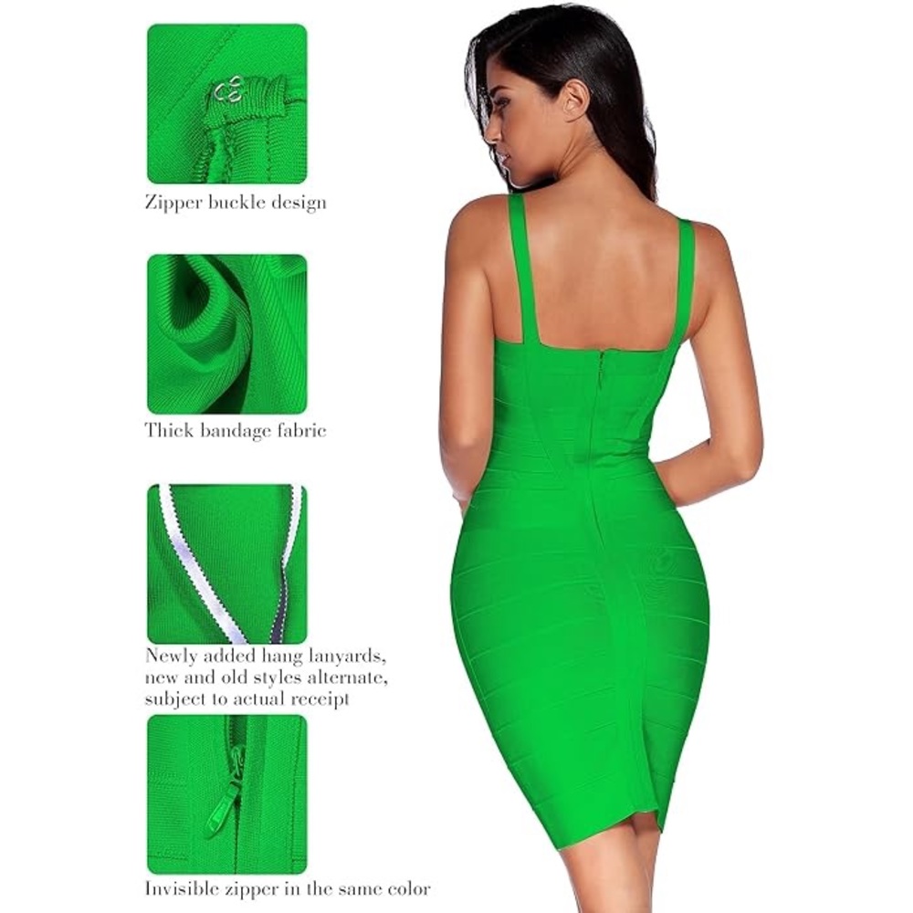 💚 Green Bodycon Sexy Bandage Dress - Picture 4 of 5